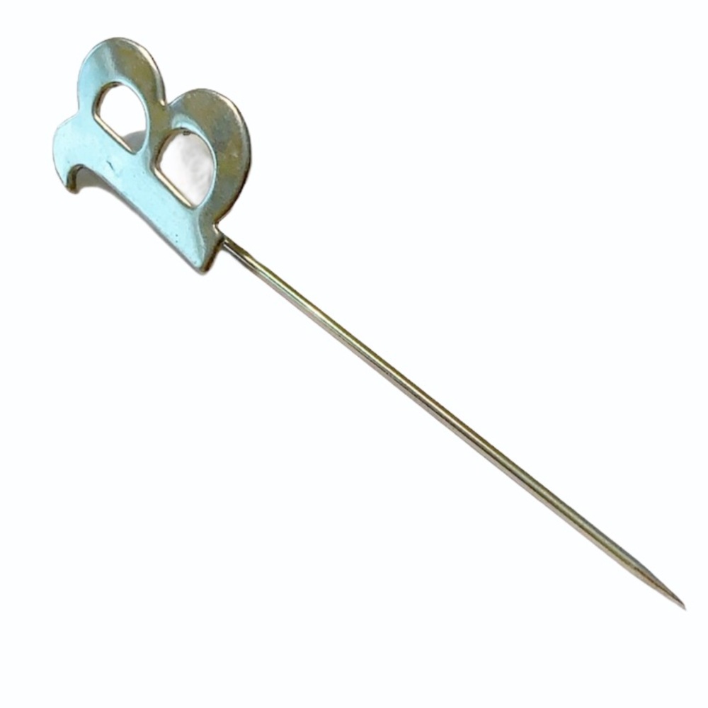 Vintage silver monogram letter B stick pin